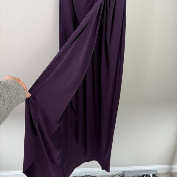 Lauren Ralph Lauren Women's Purple Draped Rhinestone Broach Maxi Gown Dress Sz 8 - Picture 5 of 12